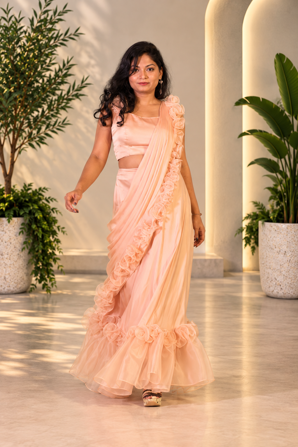 Ivory Floral Draped